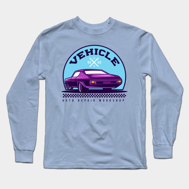 Vehicle Auto Repair Workshop Badge Long Sleeve T-Shirt by Harrisaputra